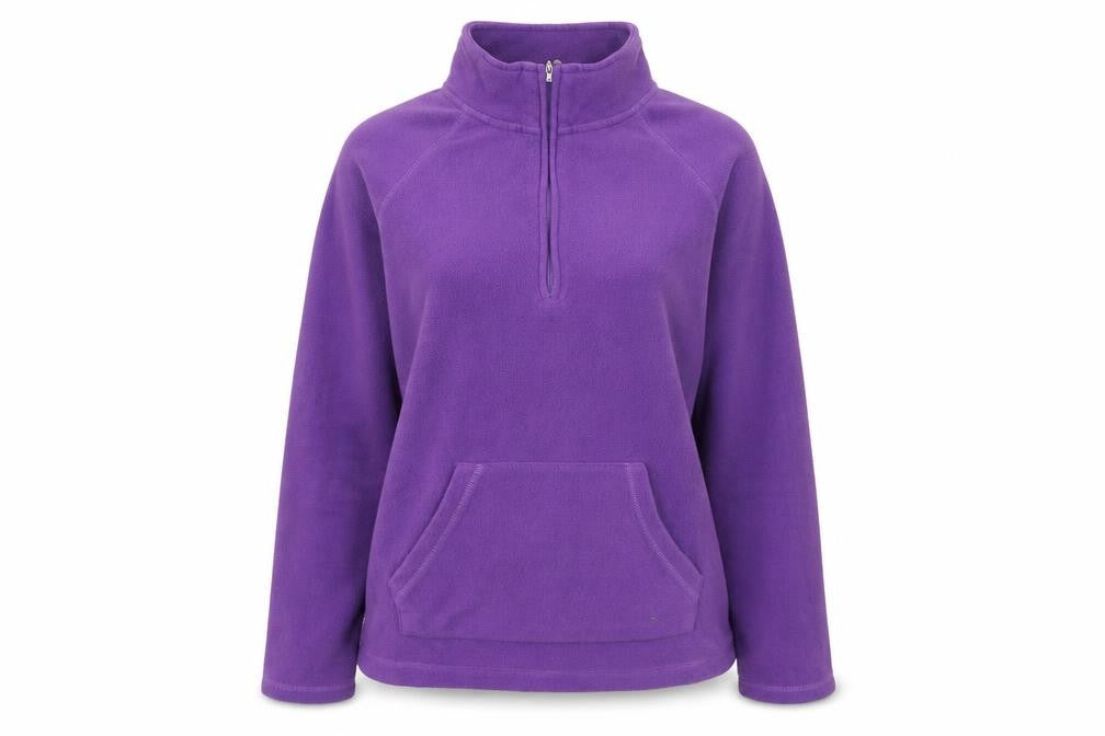 Front view of Dunnes Women Purple Fleece 1/4 Zip Pullover Sweatshirt, size 12