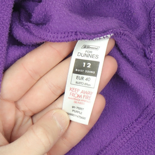 Dunnes Women Purple Fleece 1/4 Zip Pullover Sweatshirt Size 12