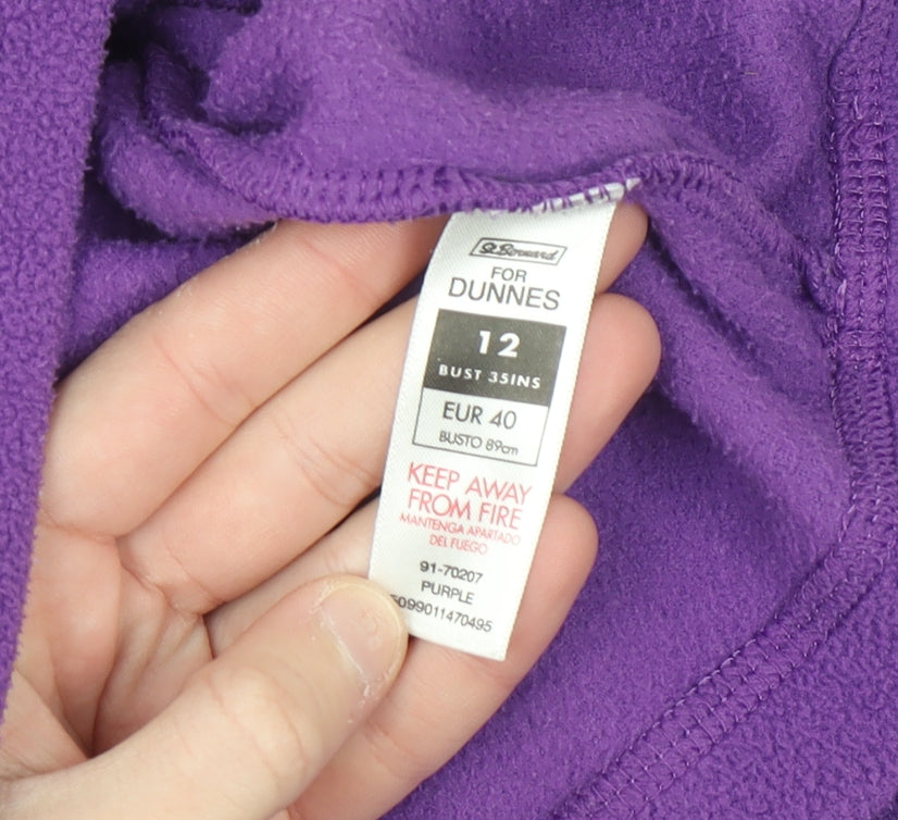 Dunnes Women Purple Fleece 1/4 Zip Pullover Sweatshirt Size 12