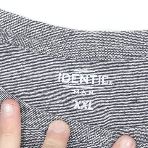 Identic Men Grey XXL Crew Neck Graphic T-Shirt Coastal Vibes