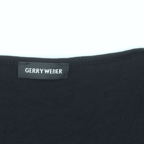 Gerry Weber Women Black Floral Embroidered V-Neck Long Sleeve Top Size 18