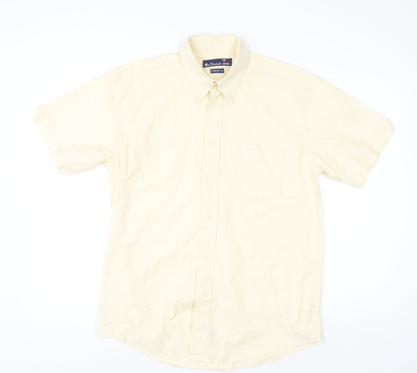 Ben Sherman Men’s Beige Oxford Short Sleeve Polo Shirt M