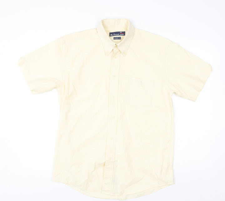 Ben Sherman Men’s Beige Oxford Short Sleeve Polo Shirt M