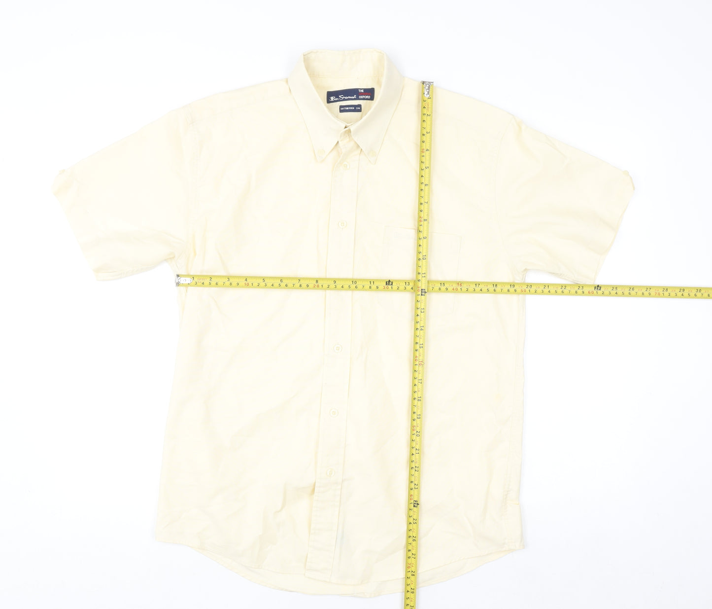 Ben Sherman Men’s Beige Oxford Short Sleeve Polo Shirt M