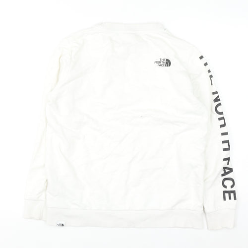The North Face Women's White Cotton Crew Neck Sweatshirt M