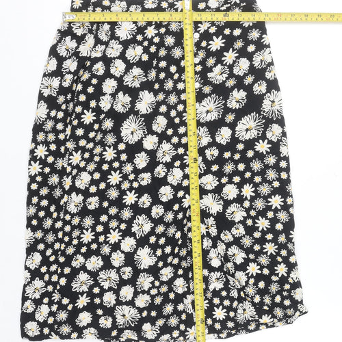 Koala Bay Women's Black Floral A-Line Midi Skirt Size S Viscose
