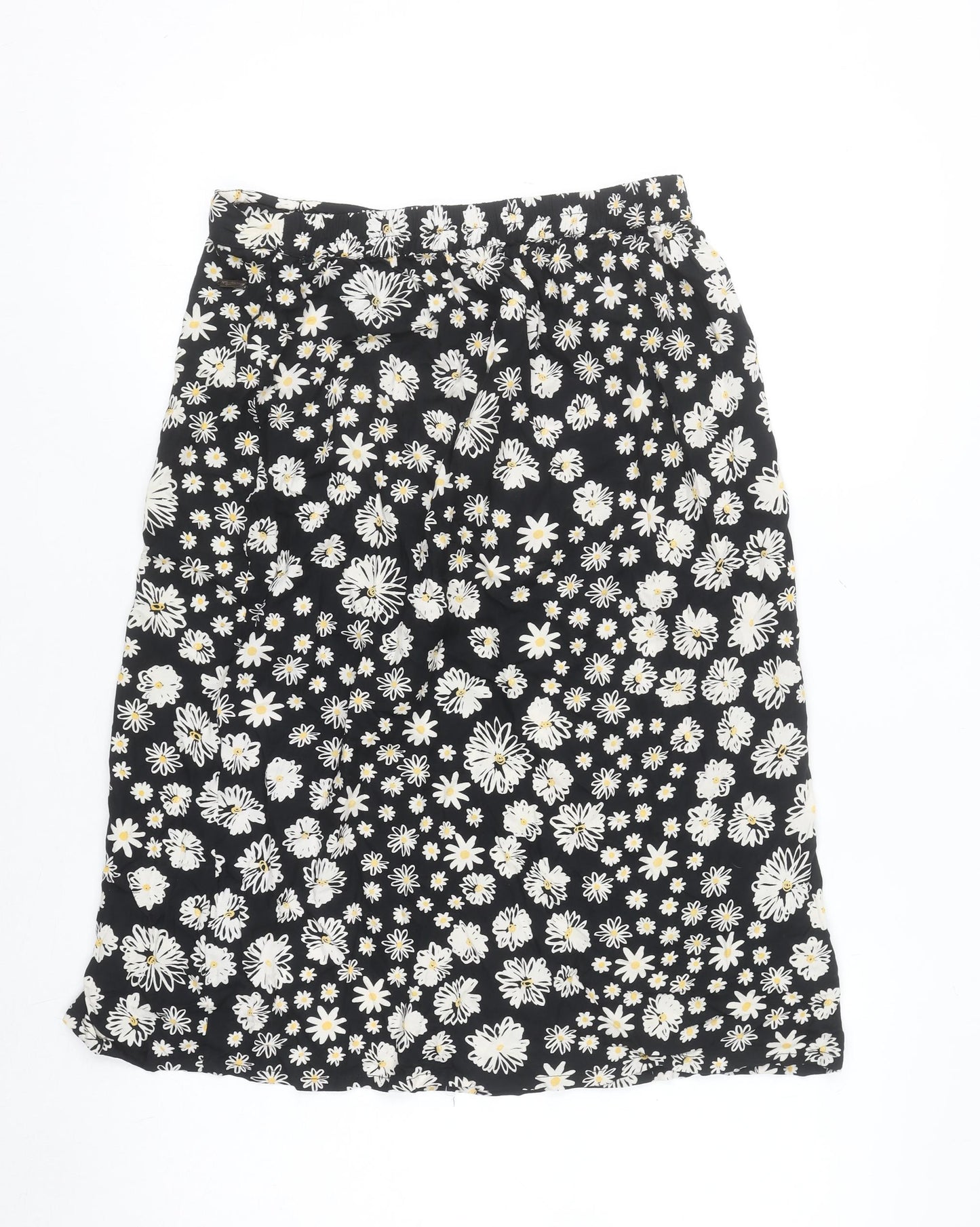 Koala Bay Women's Black Floral A-Line Midi Skirt Size S Viscose