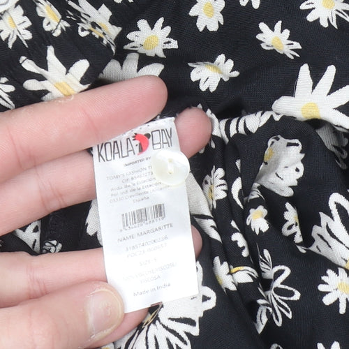 Koala Bay Women's Black Floral A-Line Midi Skirt Size S Viscose