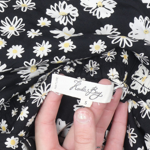 Koala Bay Women's Black Floral A-Line Midi Skirt Size S Viscose