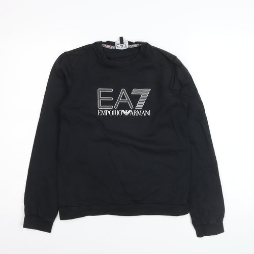 Emporio Armani EA7 Black Cotton Teens Sweatshirt Size 14A Regular Fit