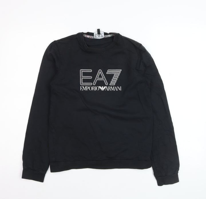 Emporio Armani EA7 Black Cotton Teens Sweatshirt Size 14A Regular Fit