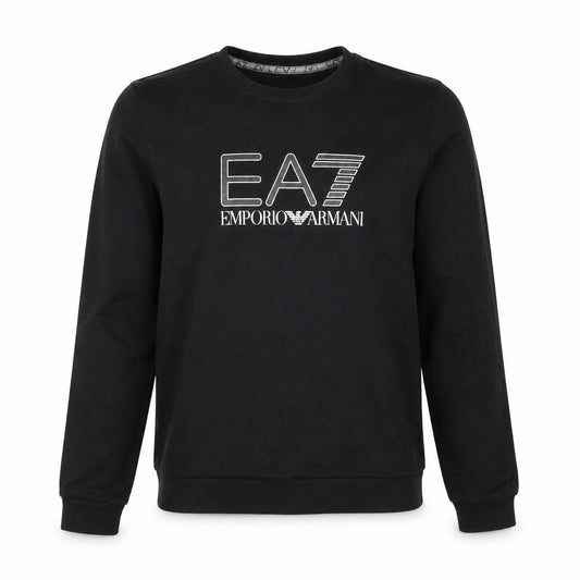 Front view of Emporio Armani EA7 Black Cotton Teens Sweatshirt Size 14A Regular Fit