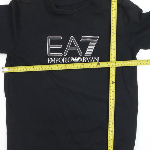 Emporio Armani EA7 Black Cotton Teens Sweatshirt Size 14A Regular Fit