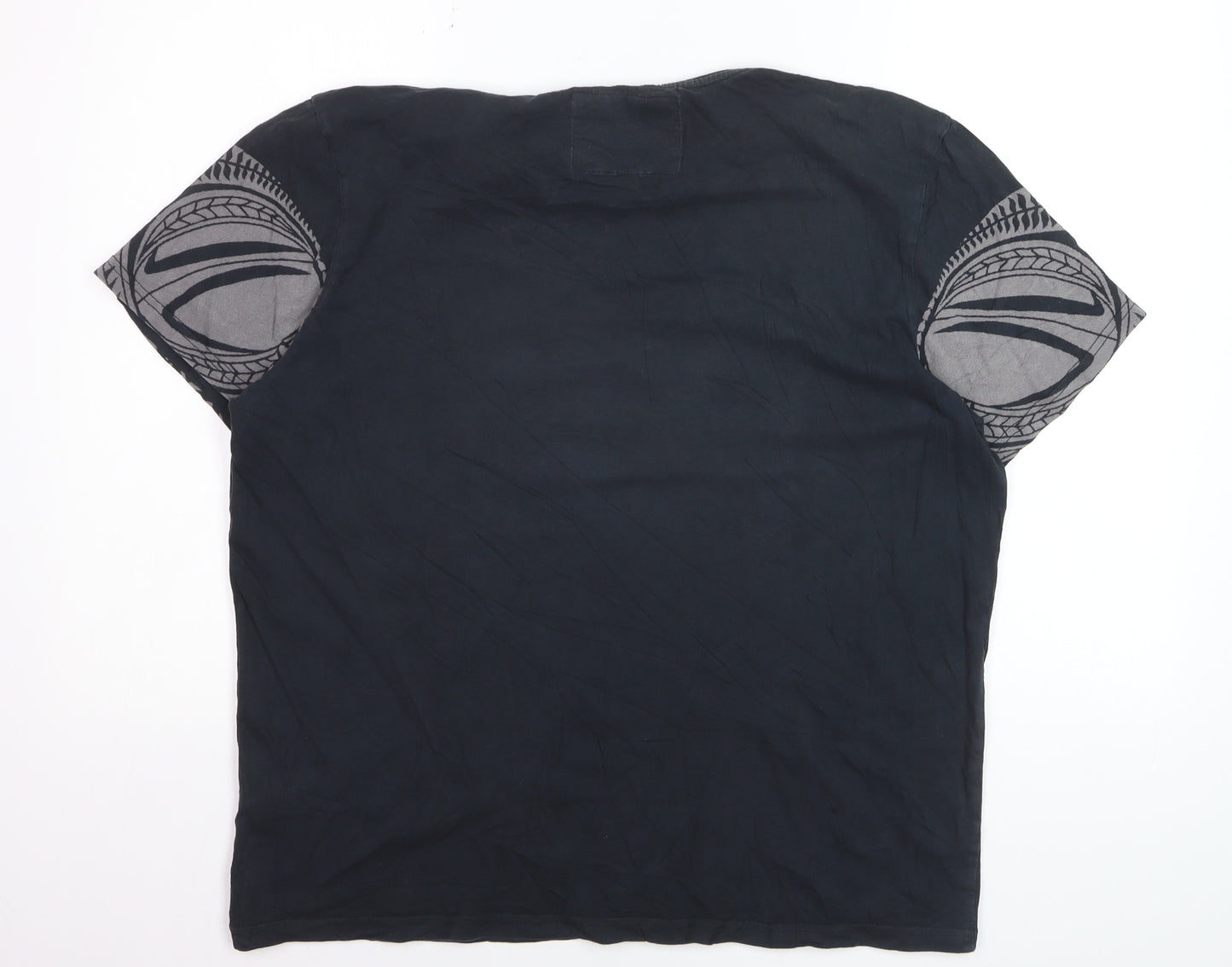 Front Up Rugby Men's Black Tribal Graphic Cotton T-Shirt L