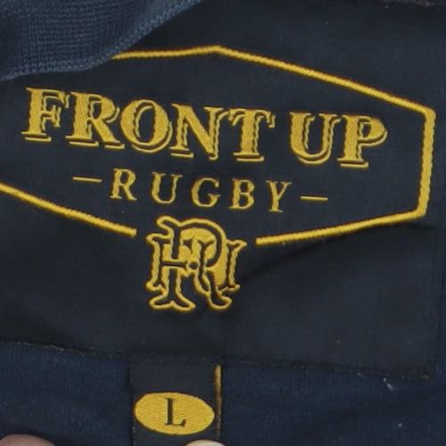Front Up Rugby Men's Black Tribal Graphic Cotton T-Shirt L