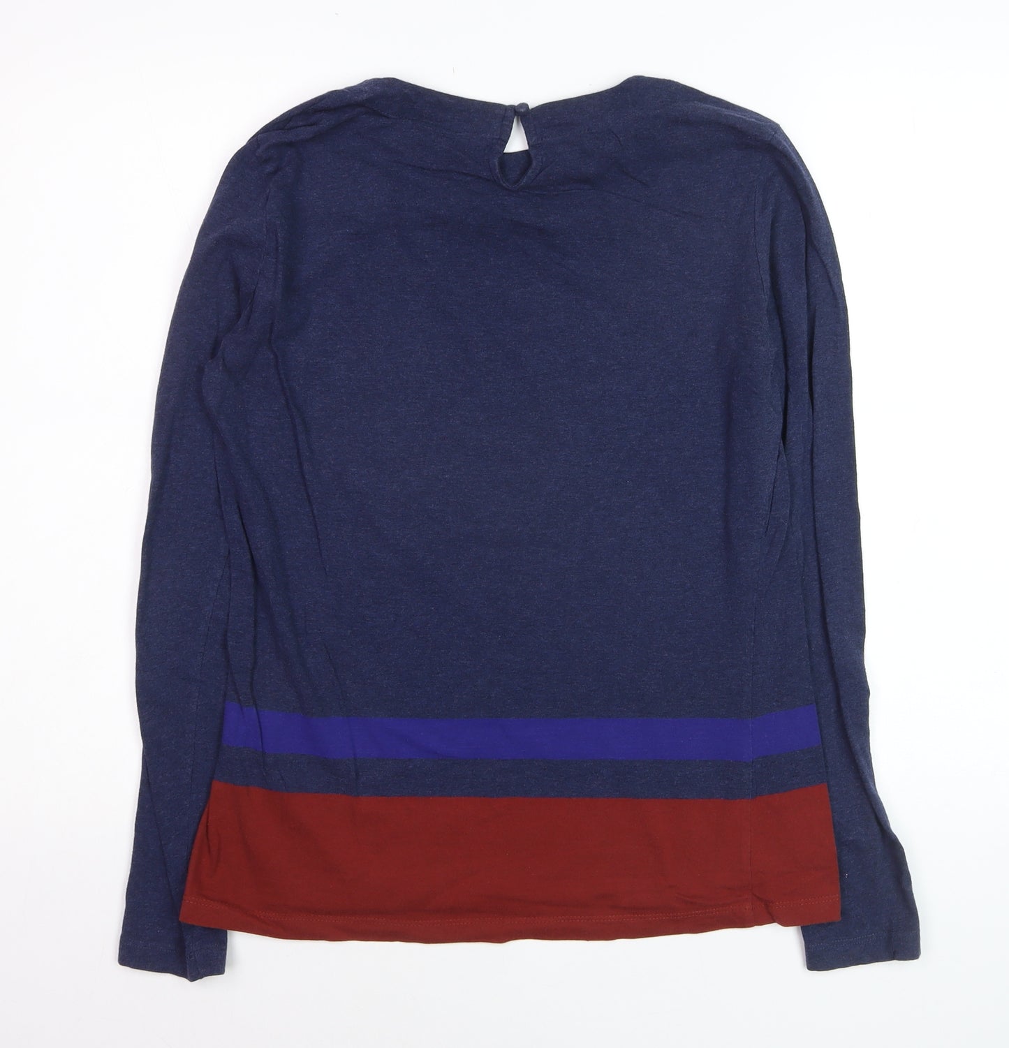 French Connection Men's Blue Colourblock Long Sleeve Cotton Top L