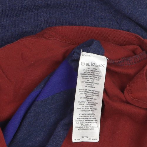 French Connection Men's Blue Colourblock Long Sleeve Cotton Top L