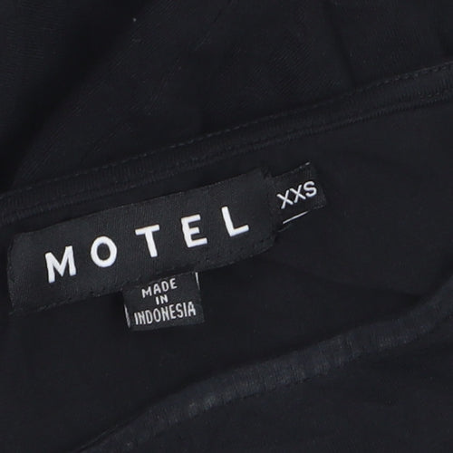 Motel Girls Black XXS Cropped Long Sleeve Graphic T-Shirt