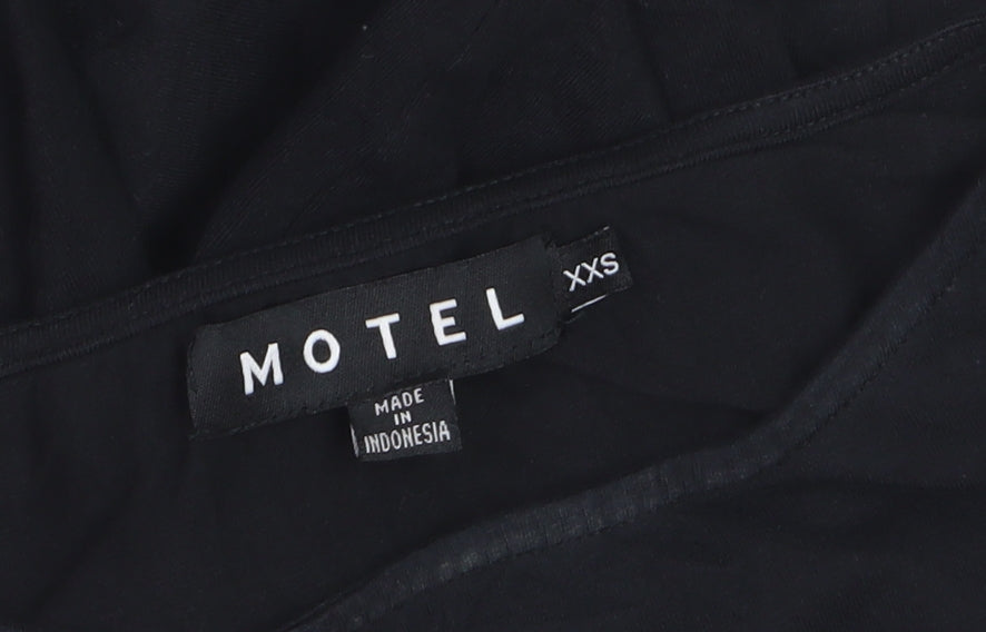 Motel Girls Black XXS Cropped Long Sleeve Graphic T-Shirt