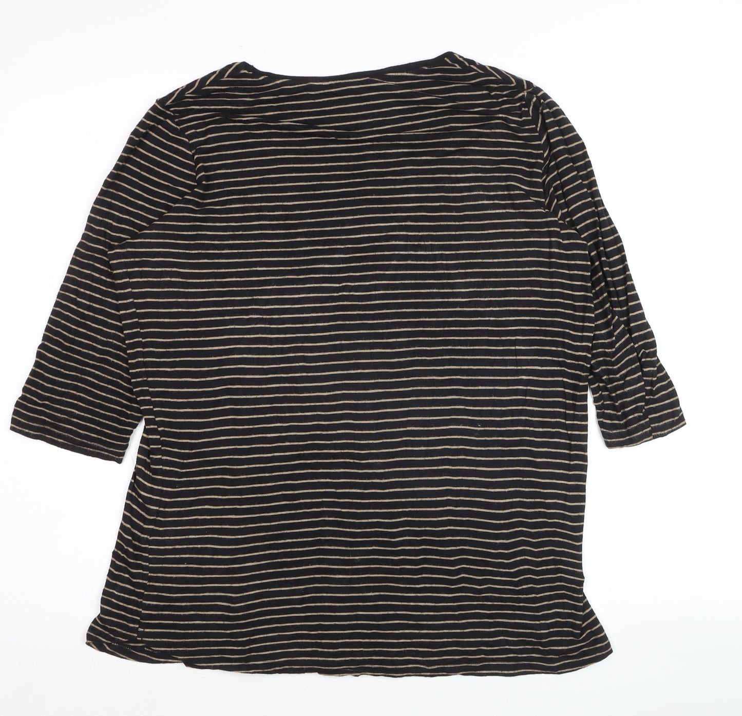Marks and Spencer Womens Black Striped Jersey V-Neck Top Size 12