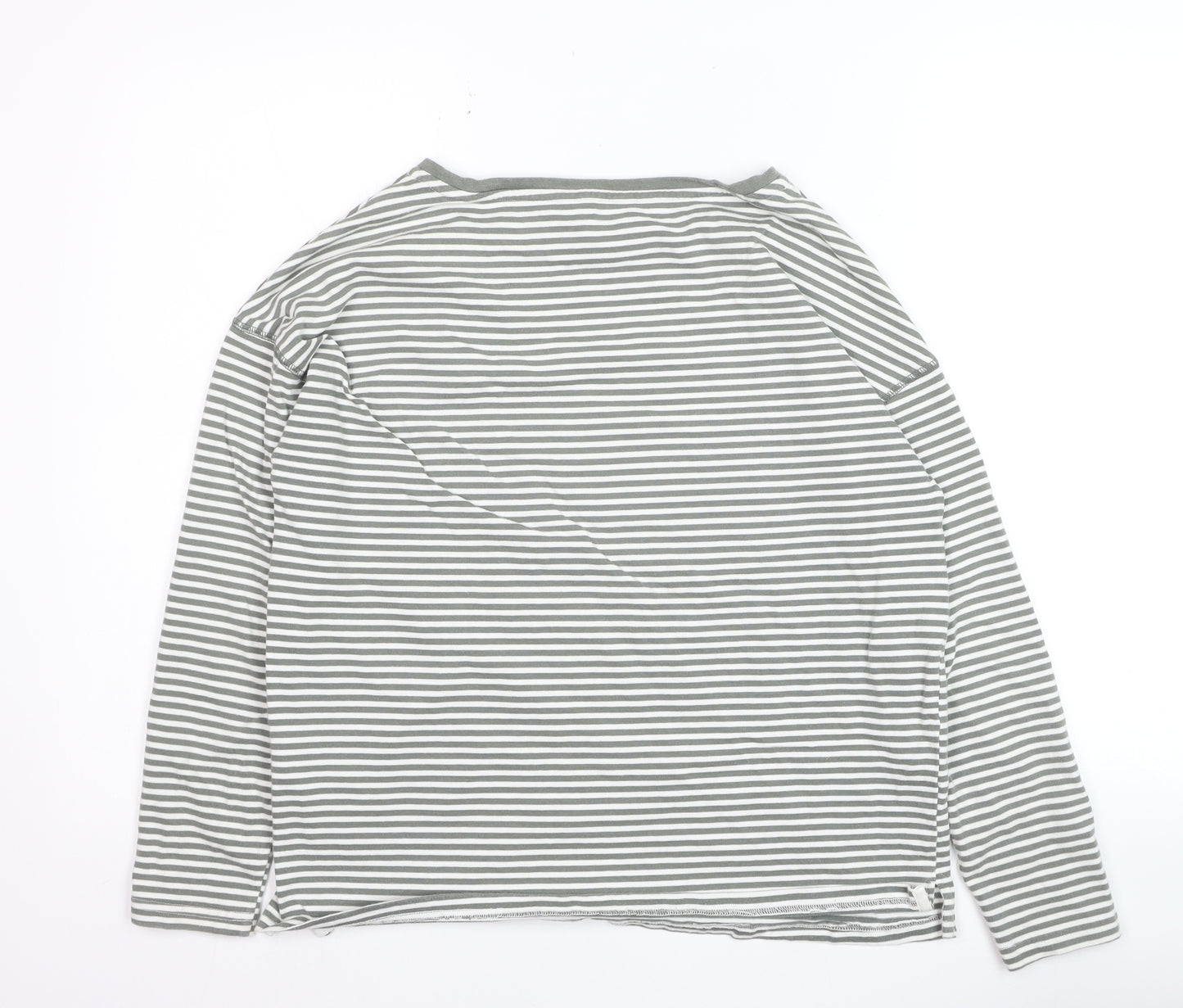 Joules Womens Grey Striped Bee Embroidered Cotton Long Sleeve T-Shirt UK 10