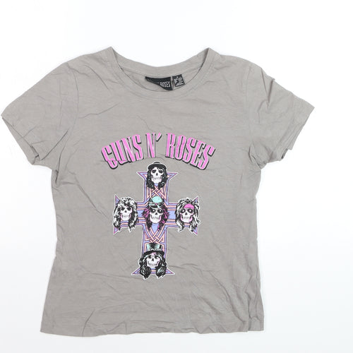 Guns N' Roses Girls Grey Graphic Band T-Shirt Small 10-12 Years