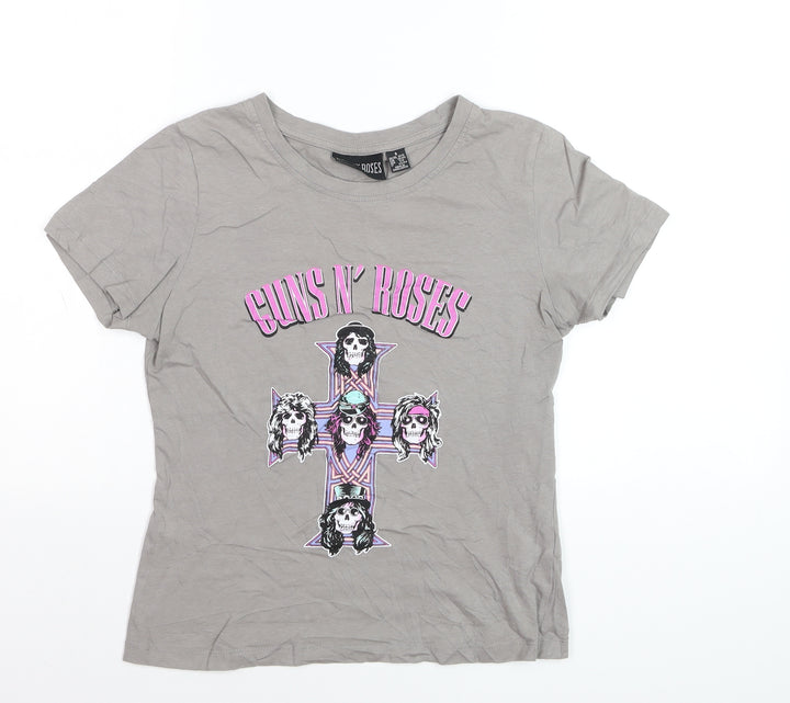 Guns N' Roses Girls Grey Graphic Band T-Shirt Small 10-12 Years
