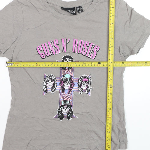 Guns N' Roses Girls Grey Graphic Band T-Shirt Small 10-12 Years