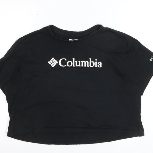 Columbia Women's Black Cropped Cotton T-Shirt Size L