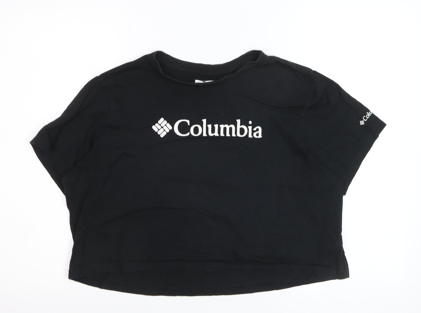 Columbia Women's Black Cropped Cotton T-Shirt Size L