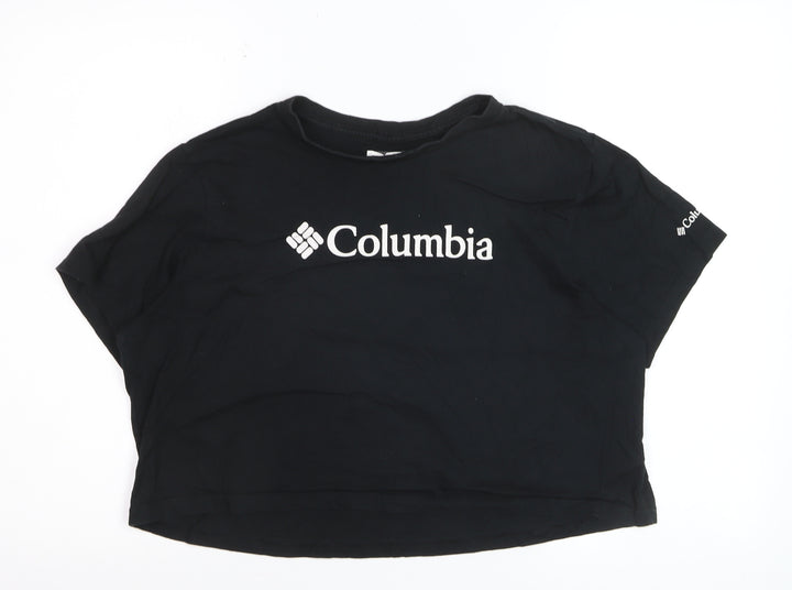Columbia Women's Black Cropped Cotton T-Shirt Size L
