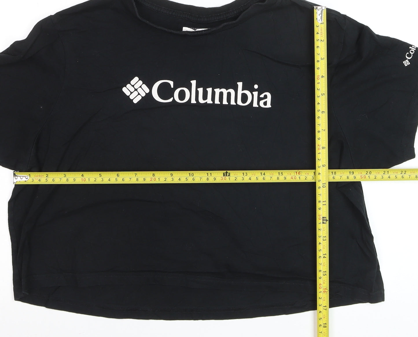 Columbia Women's Black Cropped Cotton T-Shirt Size L