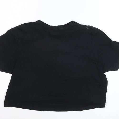 Columbia Women's Black Cropped Cotton T-Shirt Size L