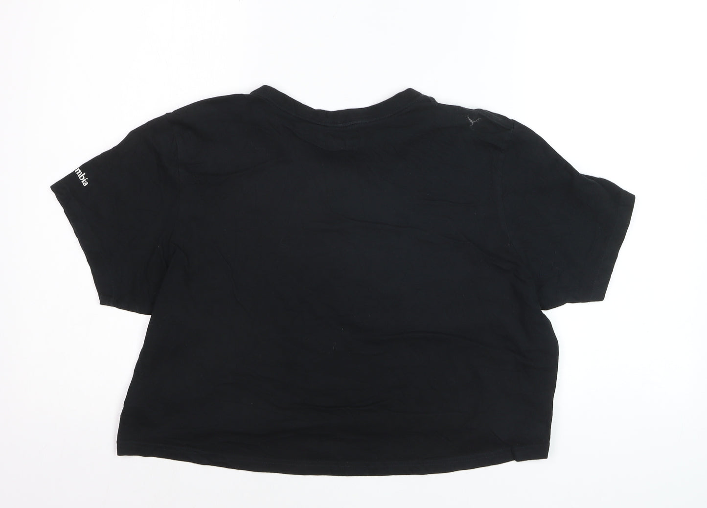 Columbia Women's Black Cropped Cotton T-Shirt Size L