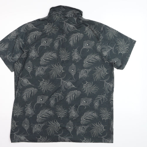 Burton Menswear London Men's Grey Floral Polo Shirt Size L
