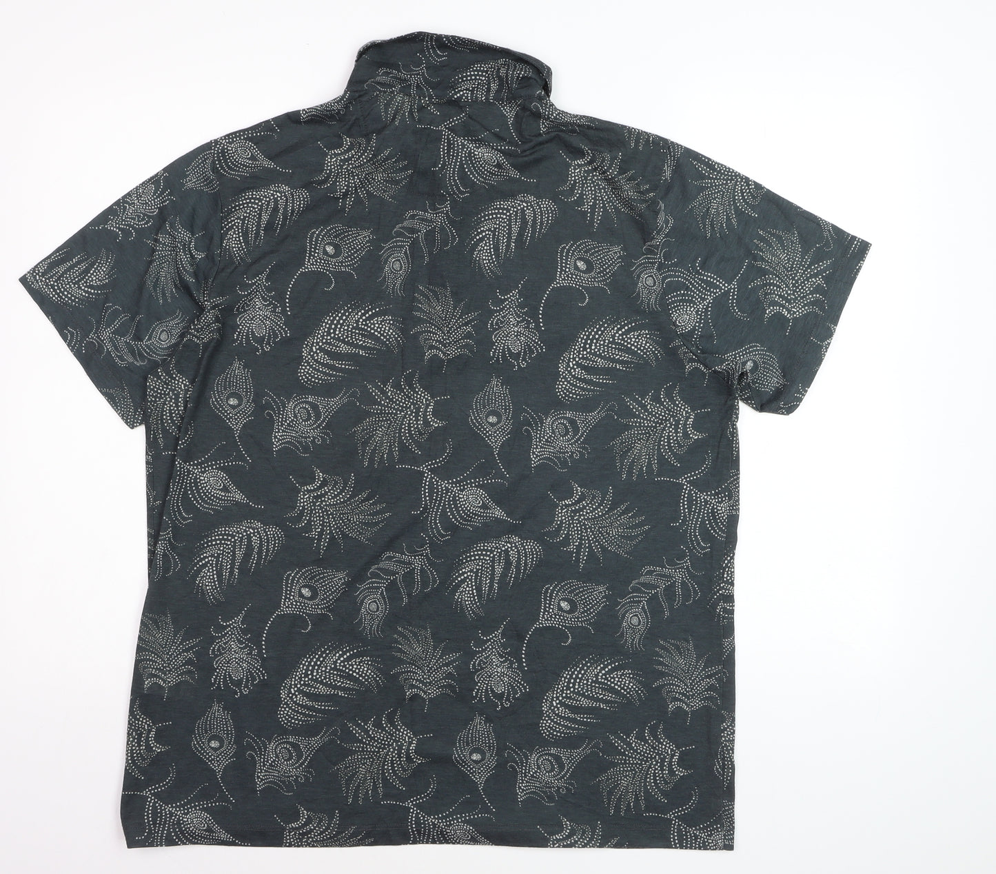 Burton Menswear London Men's Grey Floral Polo Shirt Size L