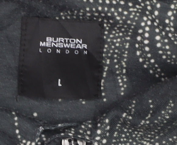 Burton Menswear London Men's Grey Floral Polo Shirt Size L
