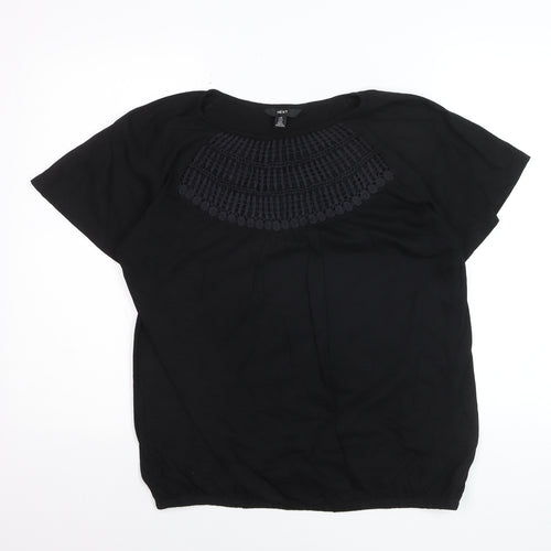 Next Women’s Black Embroidered Cotton Tunic Blouse Size 16