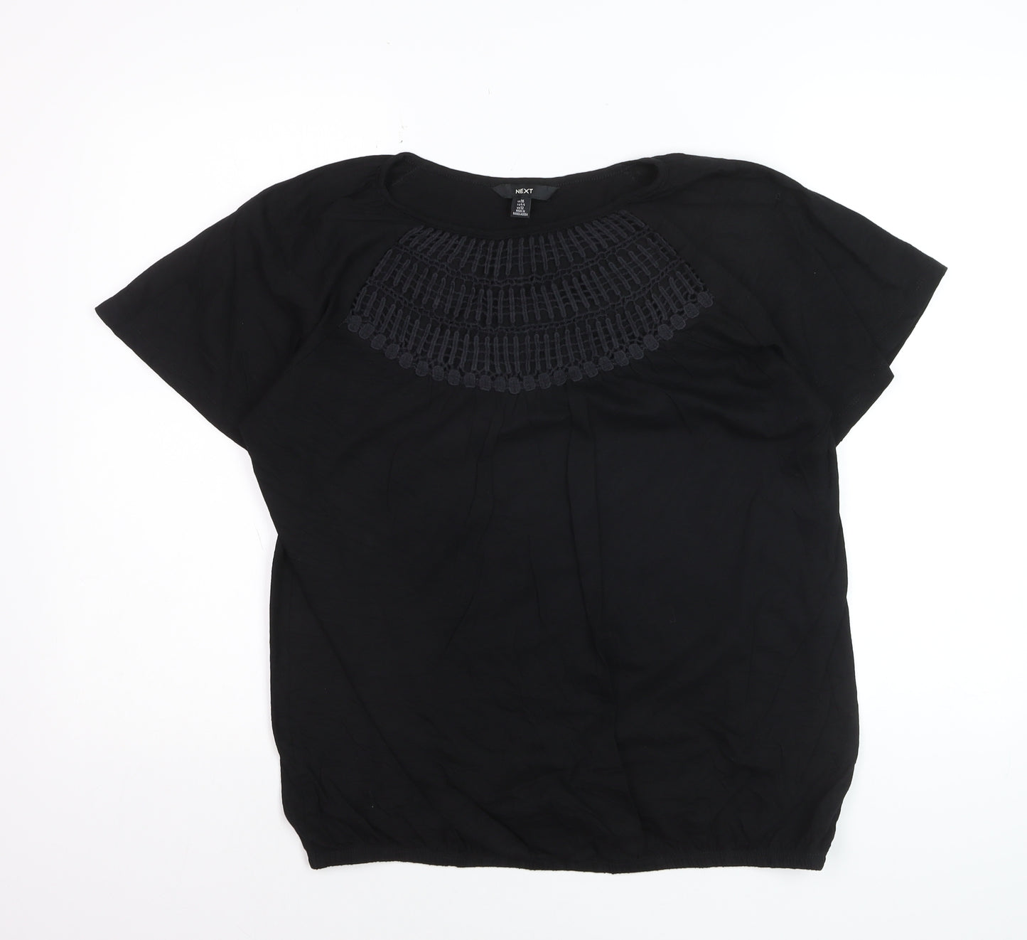 Next Women’s Black Embroidered Cotton Tunic Blouse Size 16