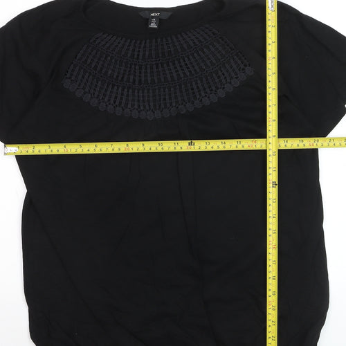 Next Women’s Black Embroidered Cotton Tunic Blouse Size 16