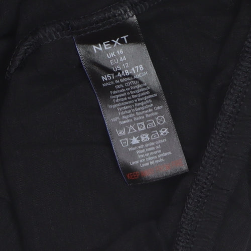 Next Women’s Black Embroidered Cotton Tunic Blouse Size 16