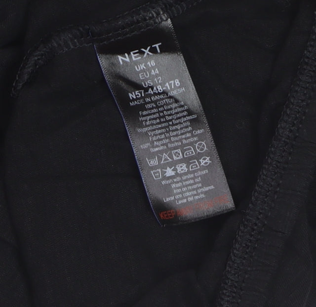 Next Women’s Black Embroidered Cotton Tunic Blouse Size 16