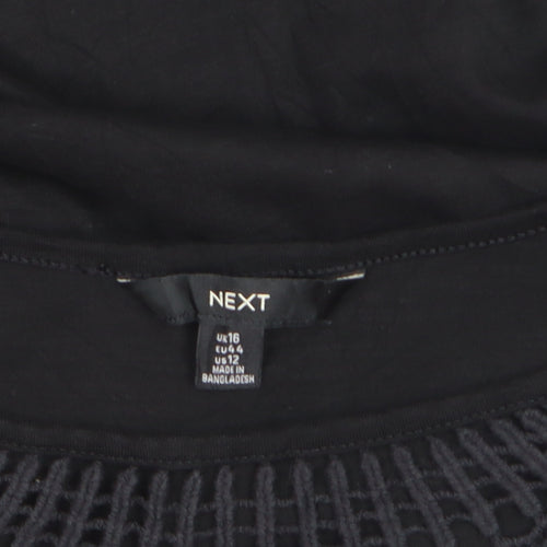 Next Women’s Black Embroidered Cotton Tunic Blouse Size 16