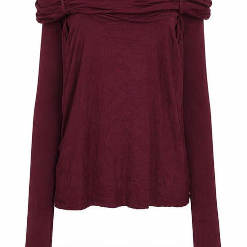 Yggdrazil Women's Red Off Shoulder Long Sleeve Tunic Blouse M