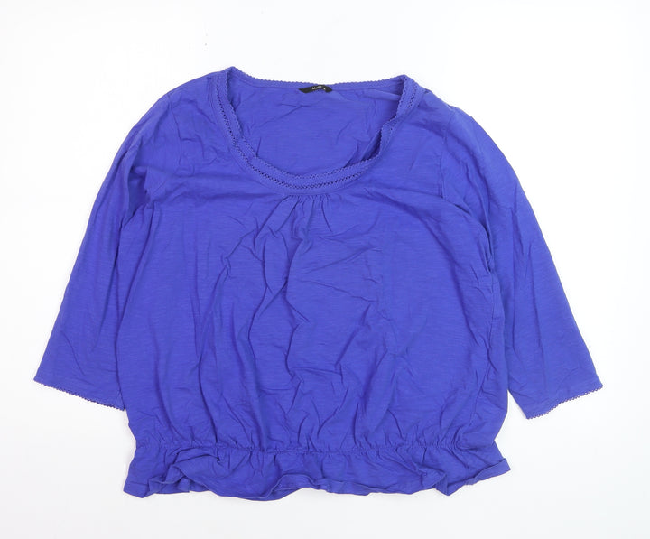 M&Co Women Blue 3/4 Sleeve Cotton Blouse Size 18