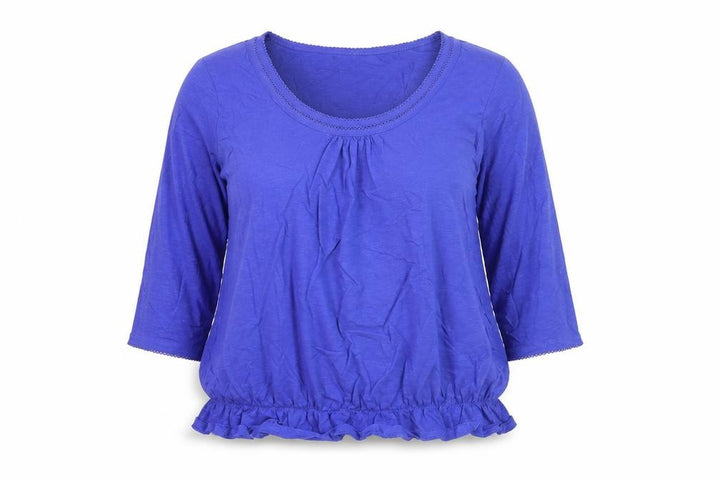 M&Co Women Blue 3/4 Sleeve Cotton Blouse Size 18
