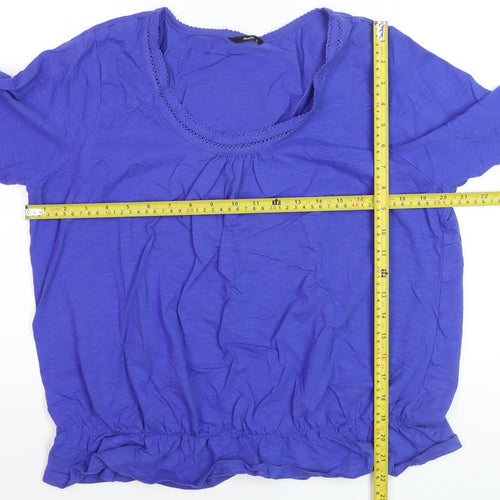 M&Co Women Blue 3/4 Sleeve Cotton Blouse Size 18