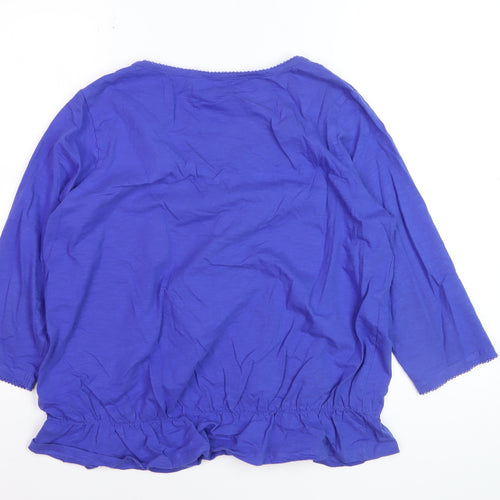 M&Co Women Blue 3/4 Sleeve Cotton Blouse Size 18