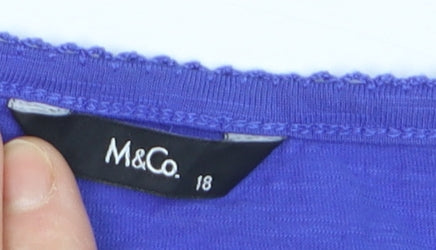 M&Co Women Blue 3/4 Sleeve Cotton Blouse Size 18