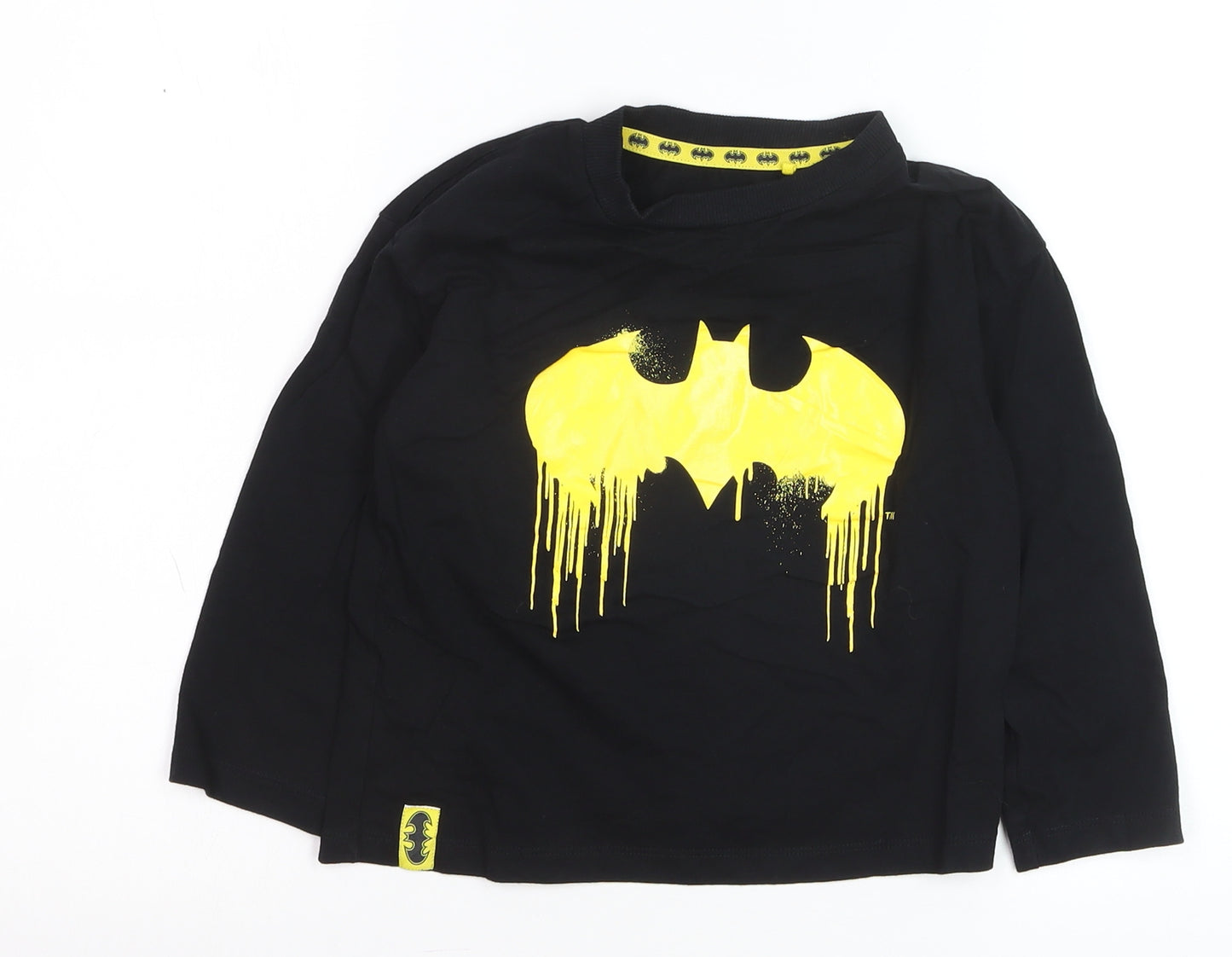 Next Boys Black Long Sleeve Batman Logo T-Shirt 5-6 Years Cotton